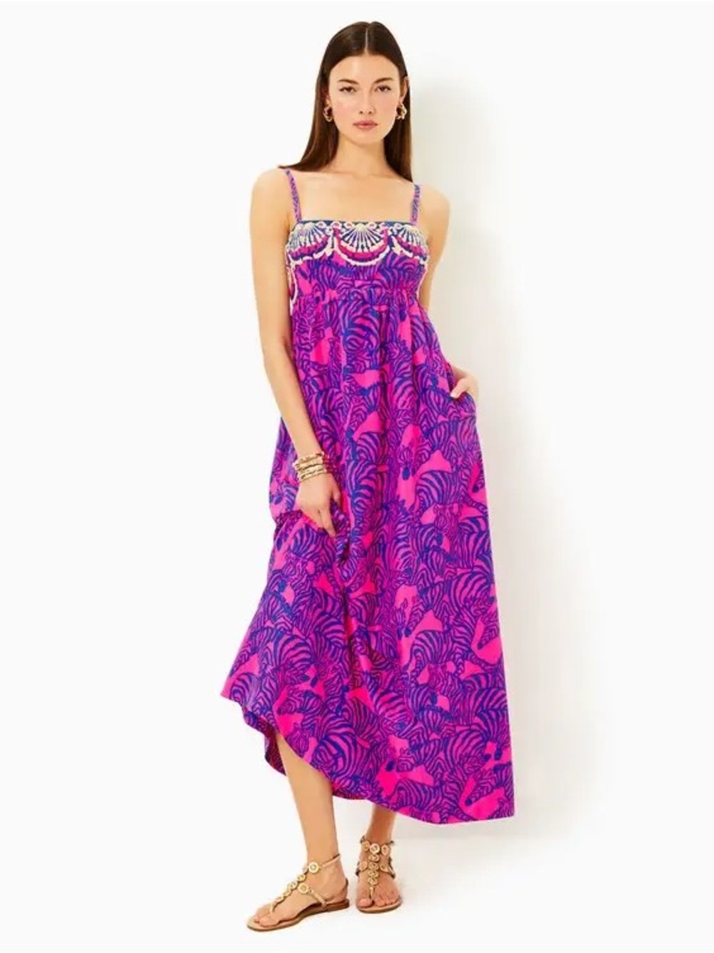 NWOT Lilly Pulitzer Hot Pink and Blue Printed Dress - Picture 2 of 10